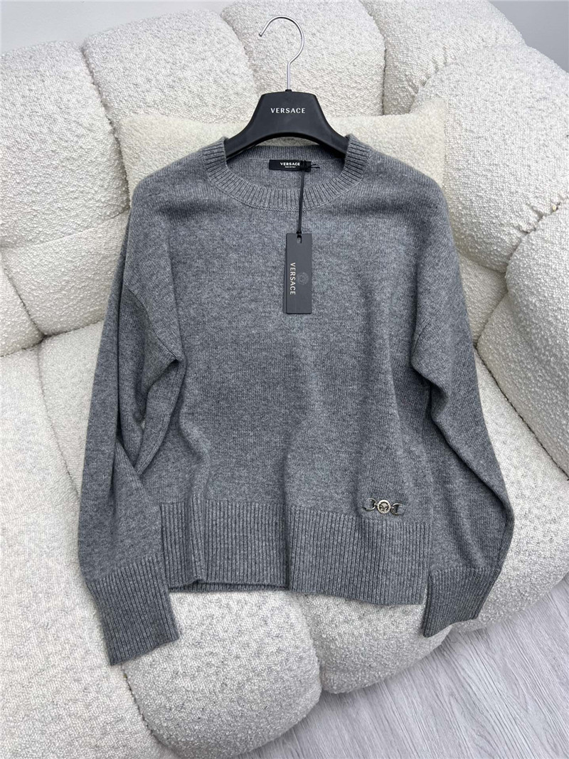 Versace Cashmere-Blend Boxy Sweater in Grey
