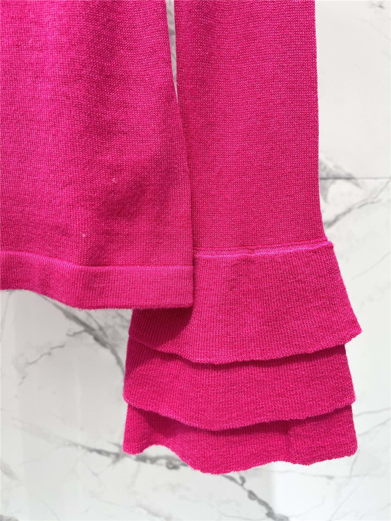 Va1e*ntin0 ruffled viscose and wool sweater in fuchsia