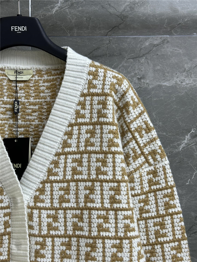 F**di cotton ff cardigan beige/white