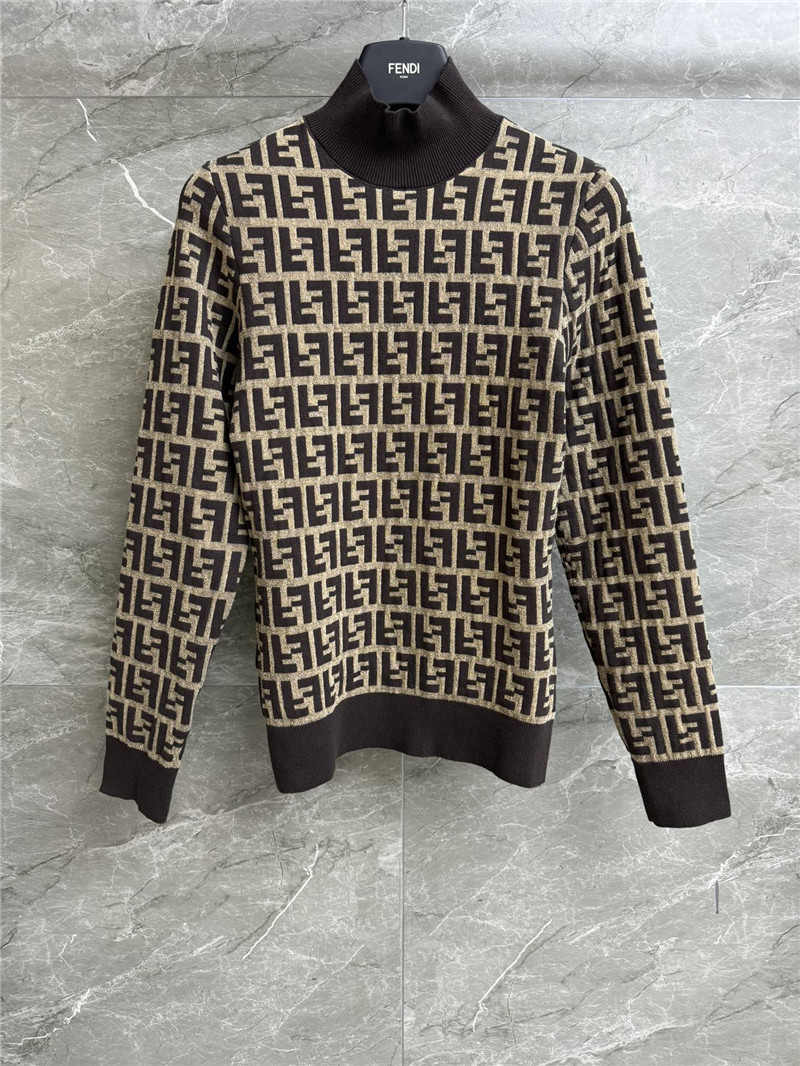 F**di oblique cotton knitted jumper brown