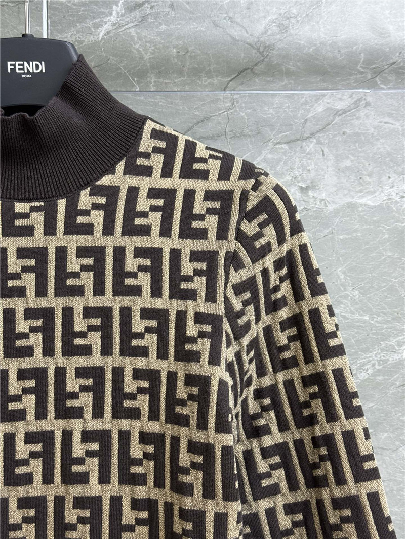 F**di oblique cotton knitted jumper brown