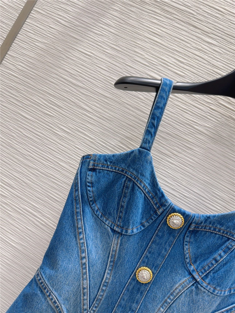 Balmain denim suspender skirt replica clothing sites