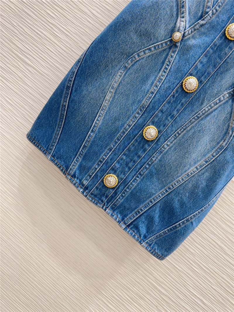 Balmain denim suspender skirt replica clothing sites