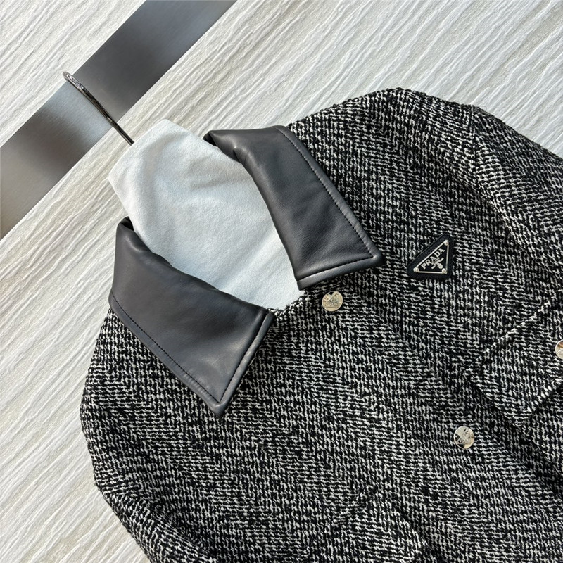 Pra*a patchwork wool coat replica designer clothes