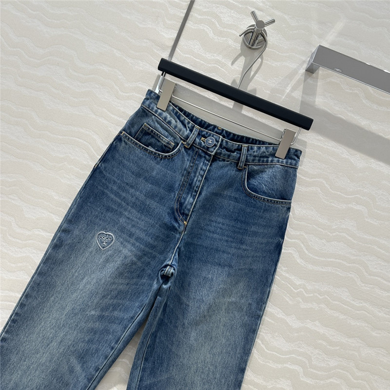 Ch**el denim straight pants replica clothes