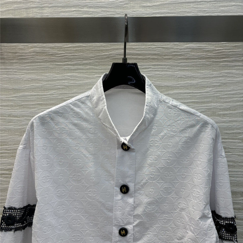 Ch**el 5 letters flocked white shirt replicas clothes