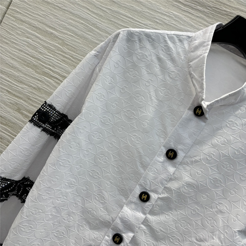 Ch**el 5 letters flocked white shirt replicas clothes