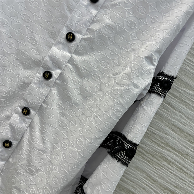Ch**el 5 letters flocked white shirt replicas clothes