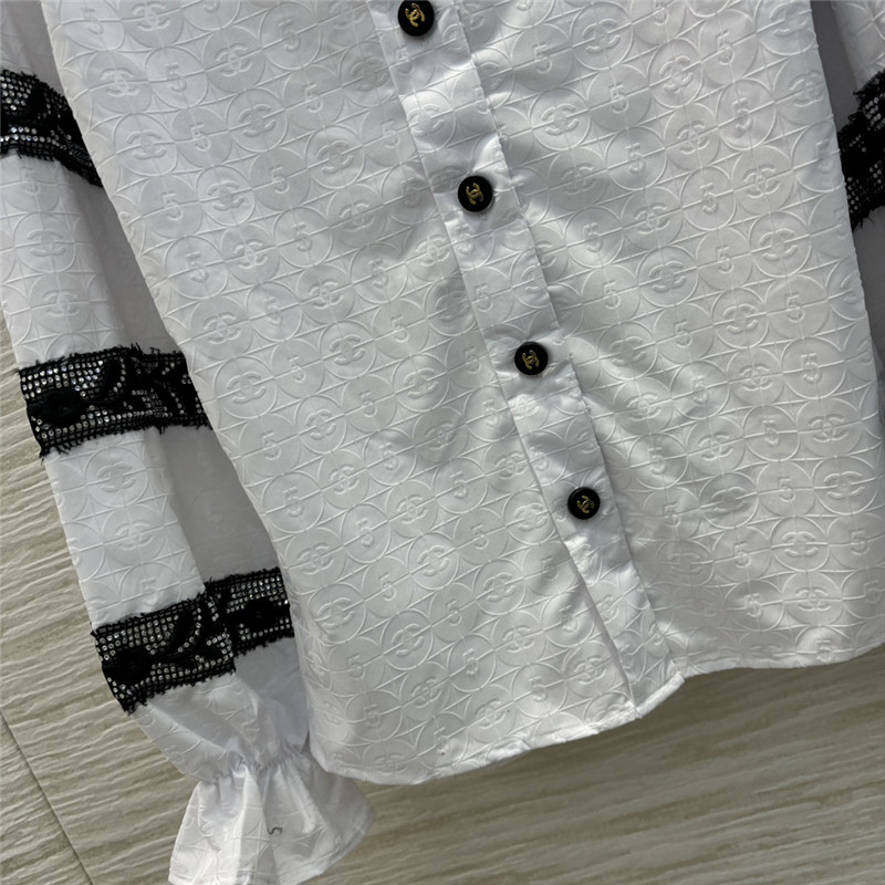 Ch**el 5 letters flocked white shirt replicas clothes