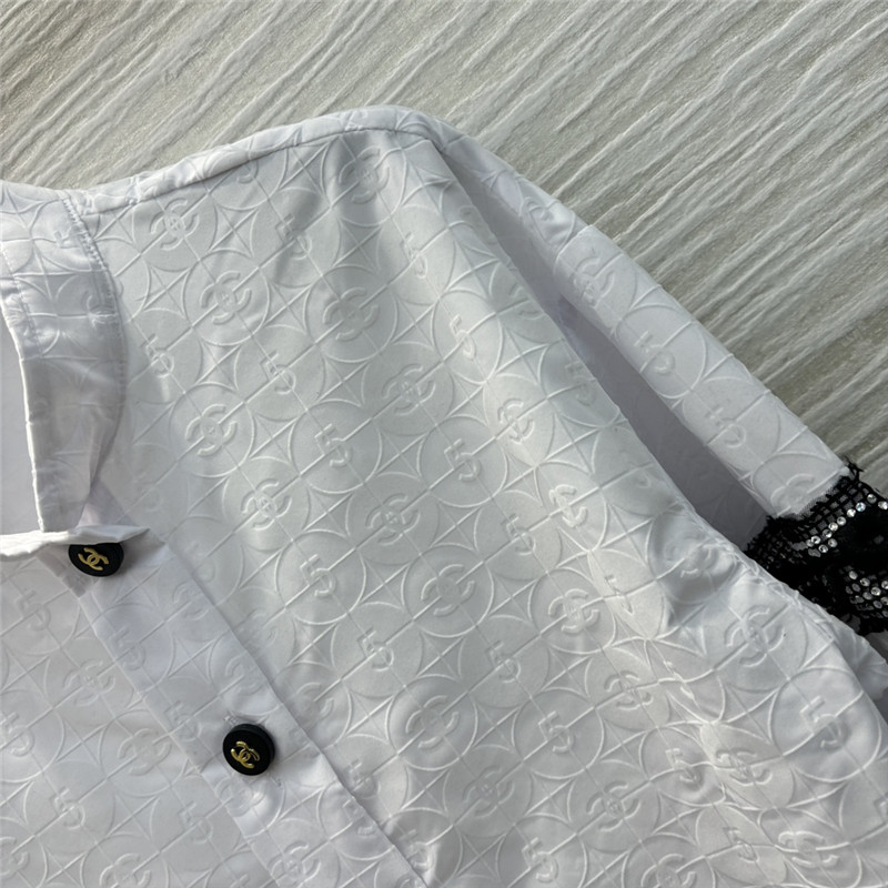 Ch**el 5 letters flocked white shirt replicas clothes