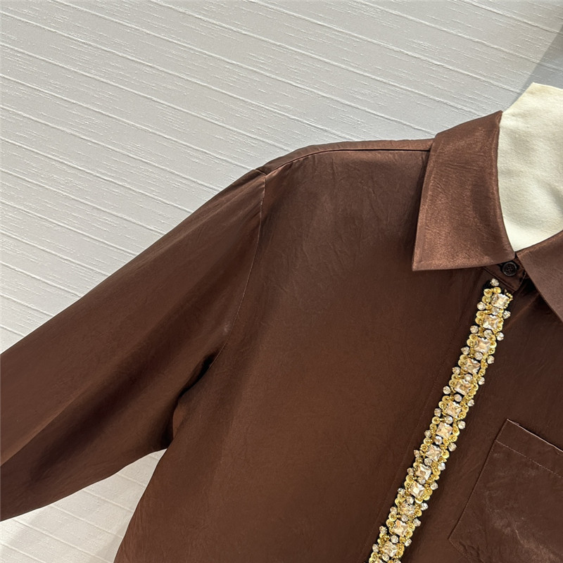 pra*a beaded D1am0nd collar shirt replica designer clothes