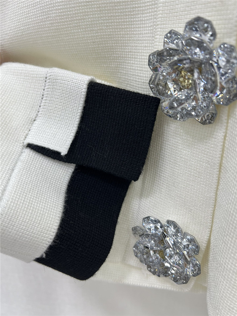 Ch**el crystal buttons v-neck cardigan in white