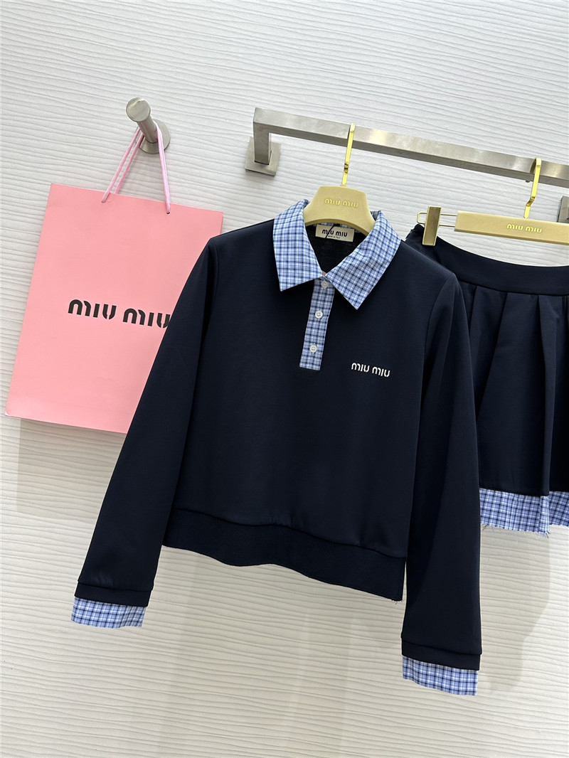 M1um1u long sleeve polo collar dress replicas clothes