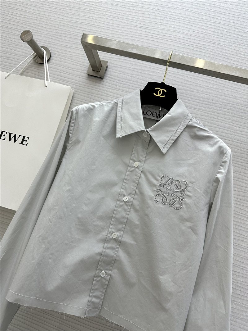 L0ew* embroidered raw edge shirt replicas clothes