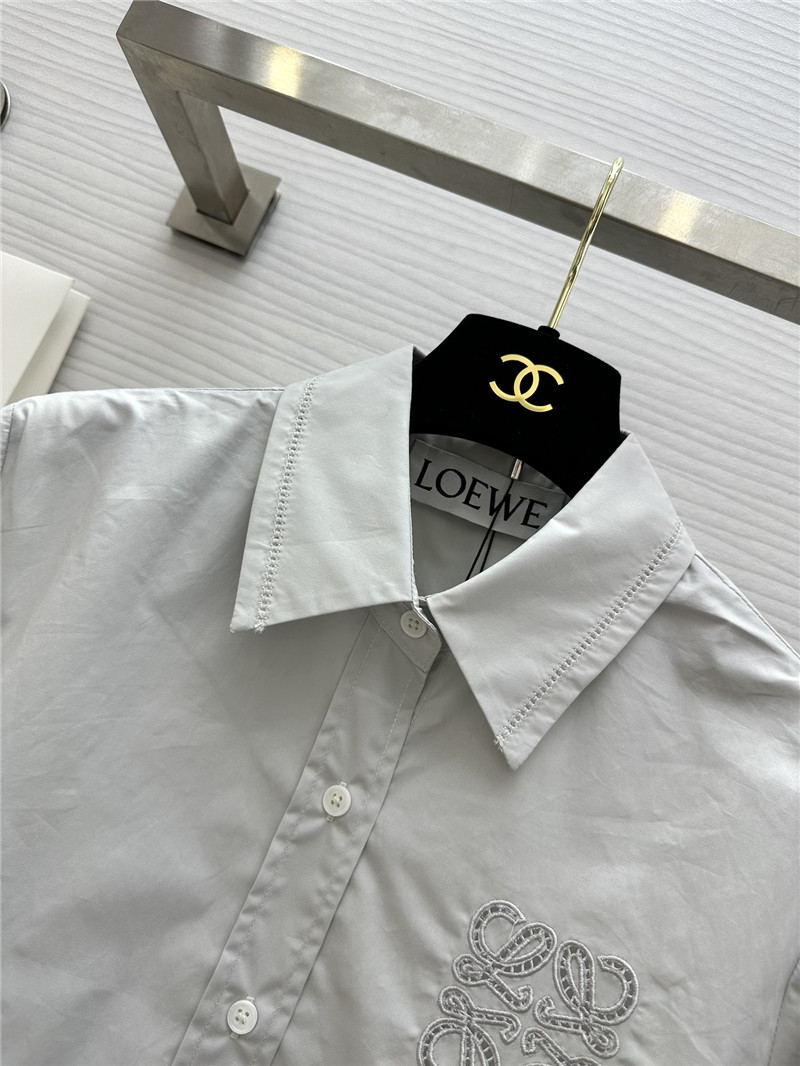 L0ew* embroidered raw edge shirt replicas clothes
