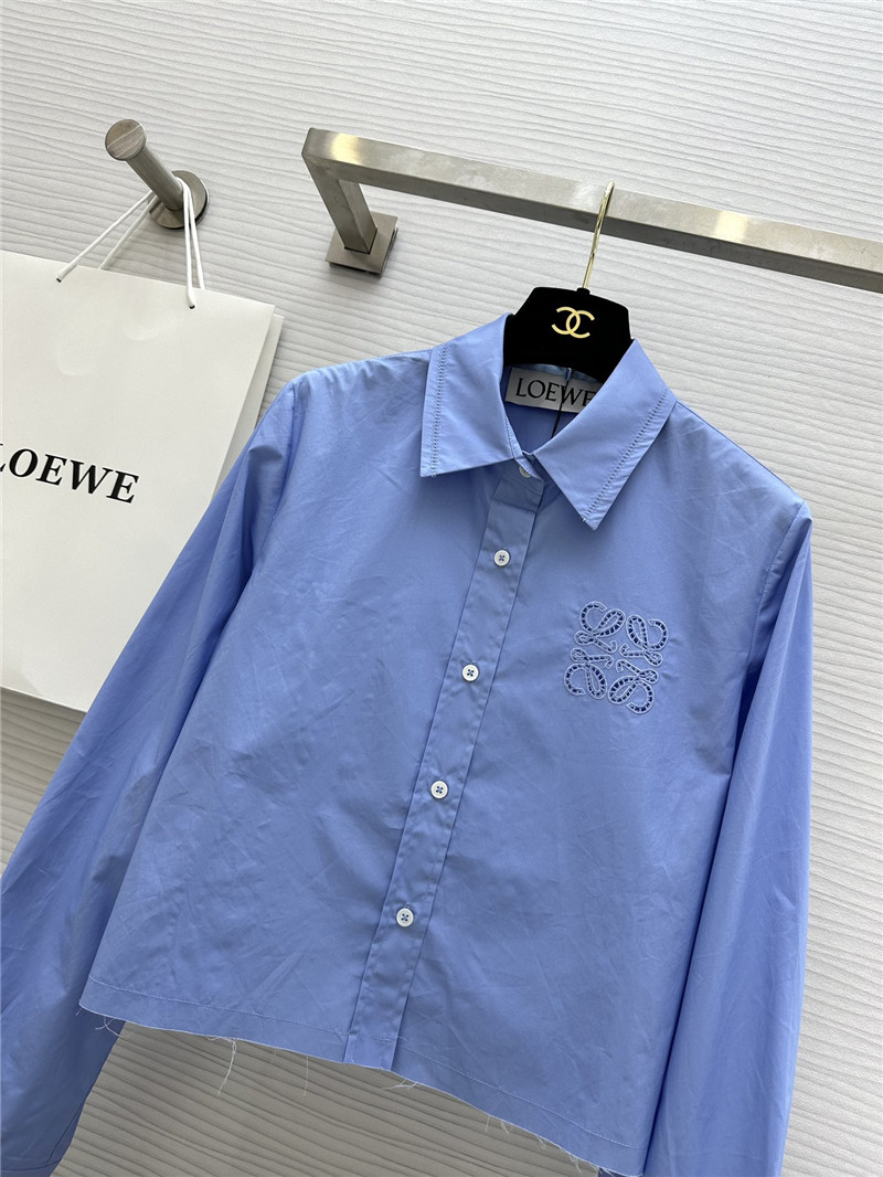 L0ew* embroidered raw edge shirt replicas clothes