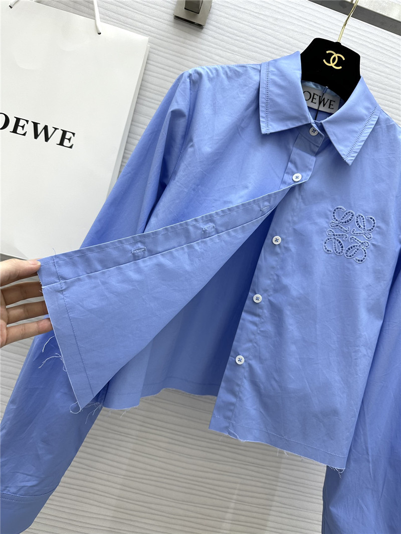 L0ew* embroidered raw edge shirt replicas clothes