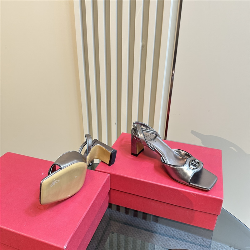 Va1e*ntin0 vlogo locker sandals in grey mirrored calfskin