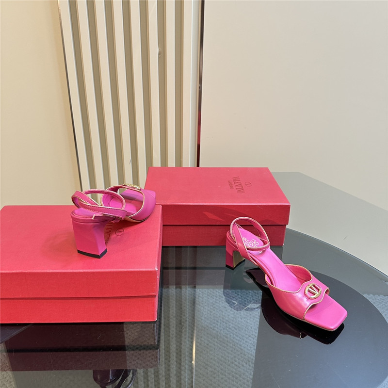 Va1e*ntin0 vlogo locker sandals in fuchsia mirrored calfskin