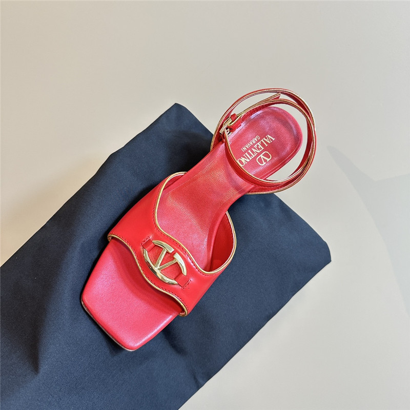 Va1e*ntin0 vlogo locker sandals in red mirrored calfskin