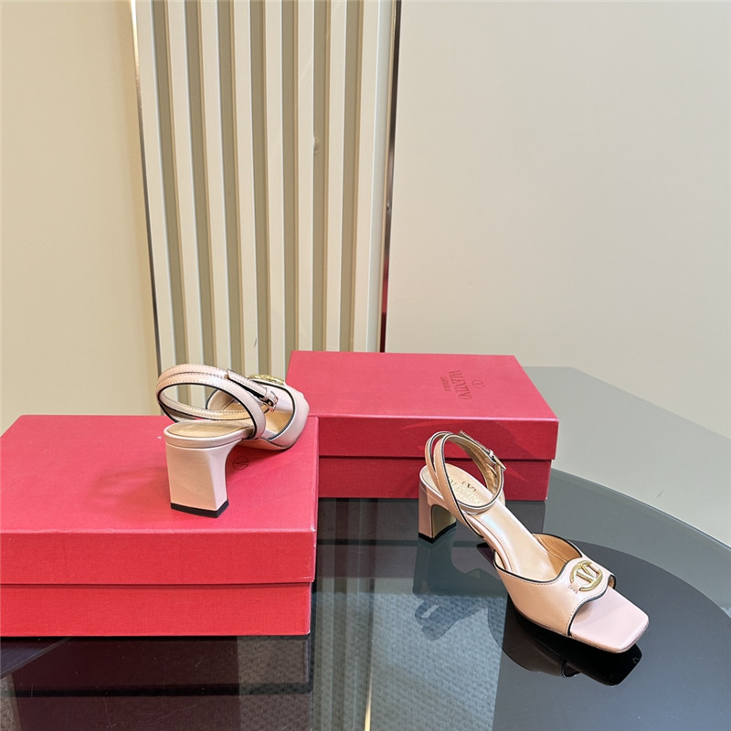 Va1e*ntin0 vlogo locker sandals in pink mirrored calfskin