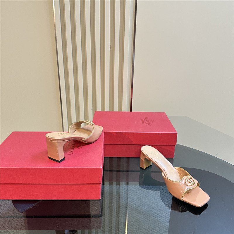 Va1e*ntin0 vlogo locker mules in nude pattern leather