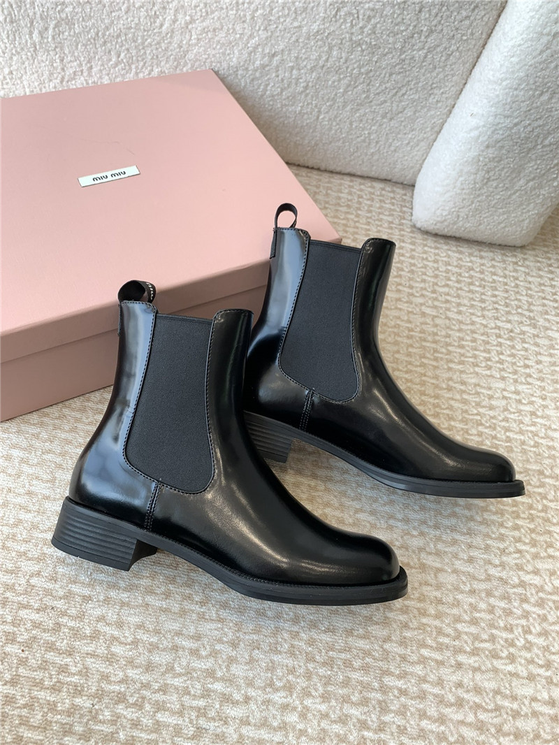 Miu Miu Black Flat Chelsea Boots