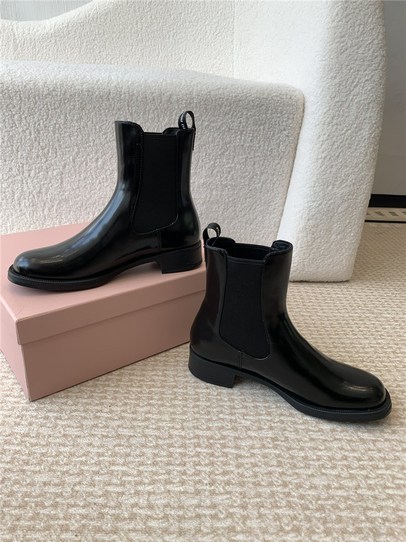 Miu Miu Black Flat Chelsea Boots