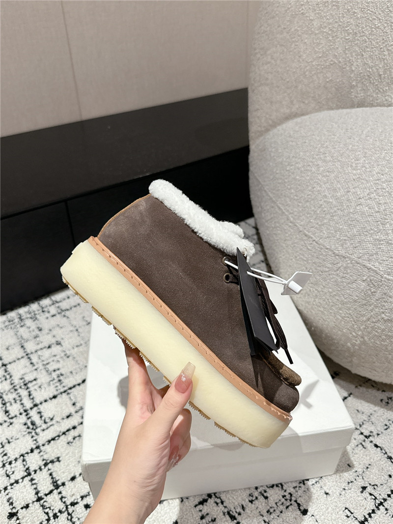 Pra*a brown suede shearling platform ankle boots