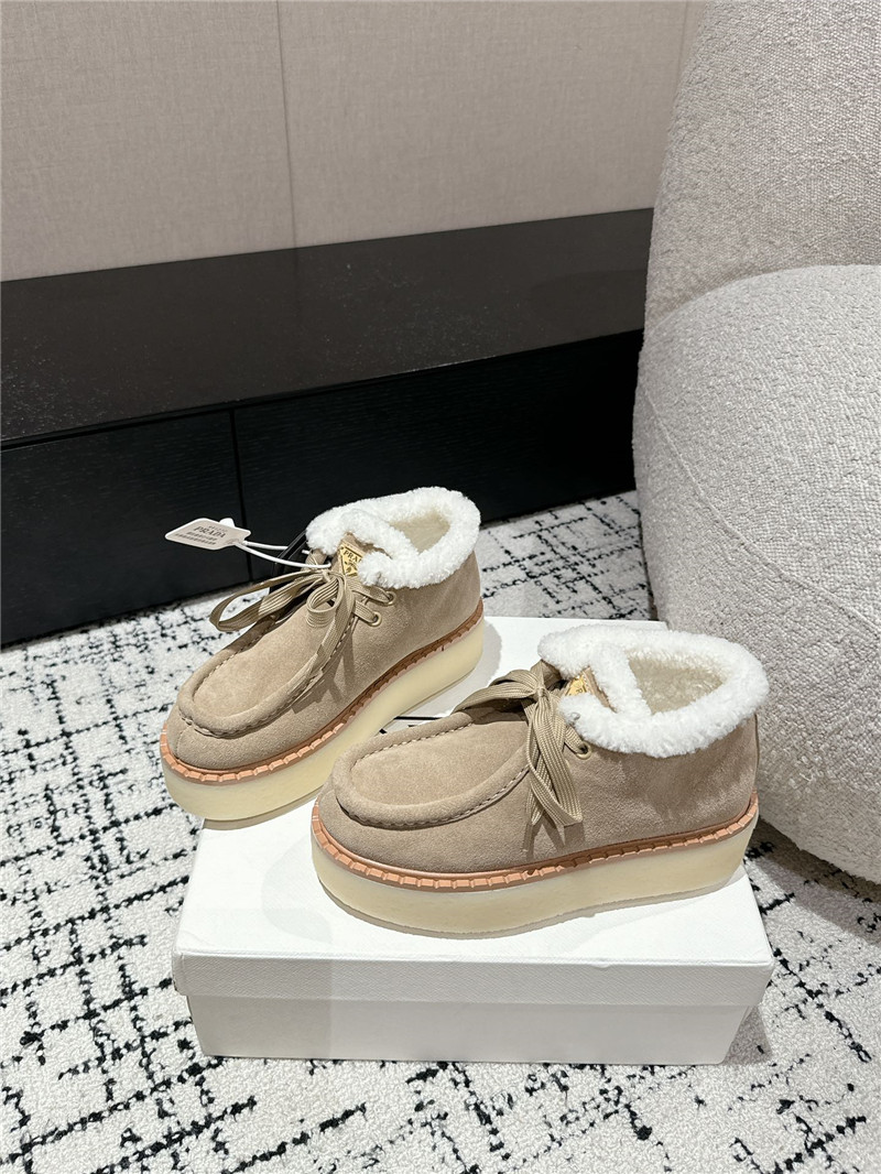 Pra*a winter suede shearling platform ankle boots