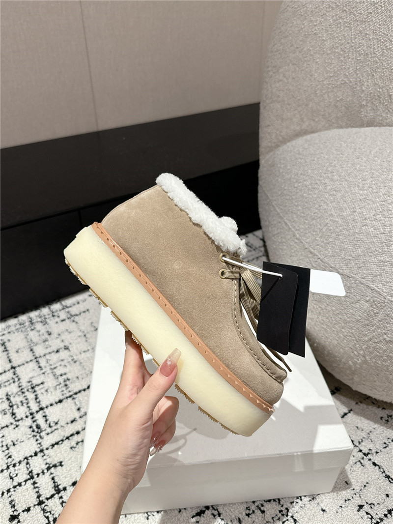 Pra*a winter suede shearling platform ankle boots