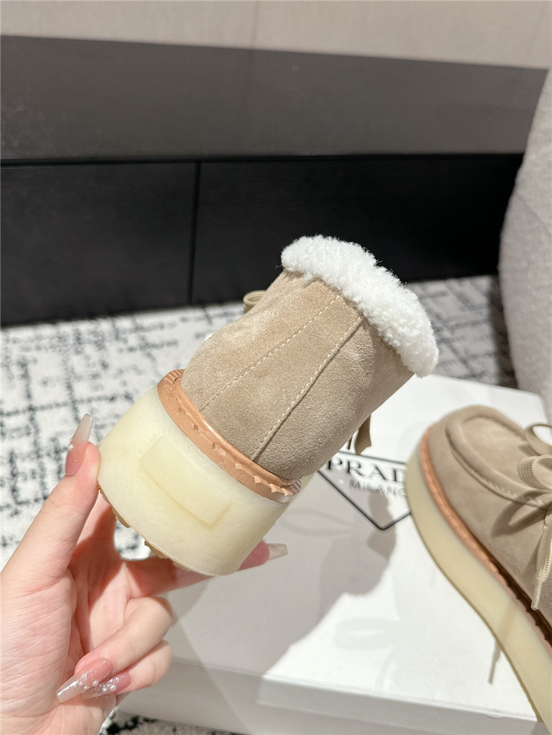 Pra*a winter suede shearling platform ankle boots