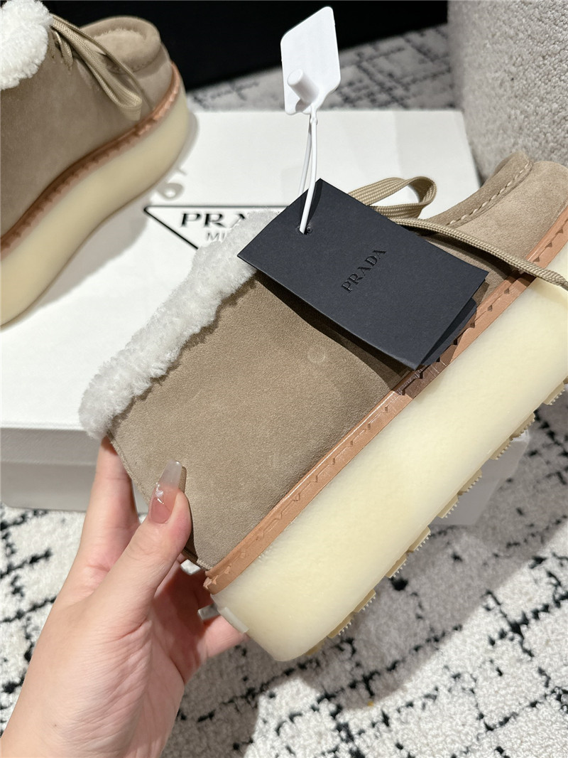 Pra*a winter suede shearling platform ankle boots