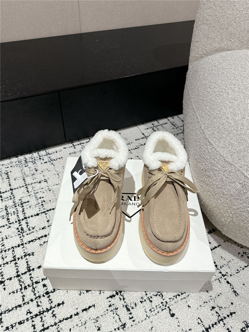 Pra*a winter suede shearling platform ankle boots