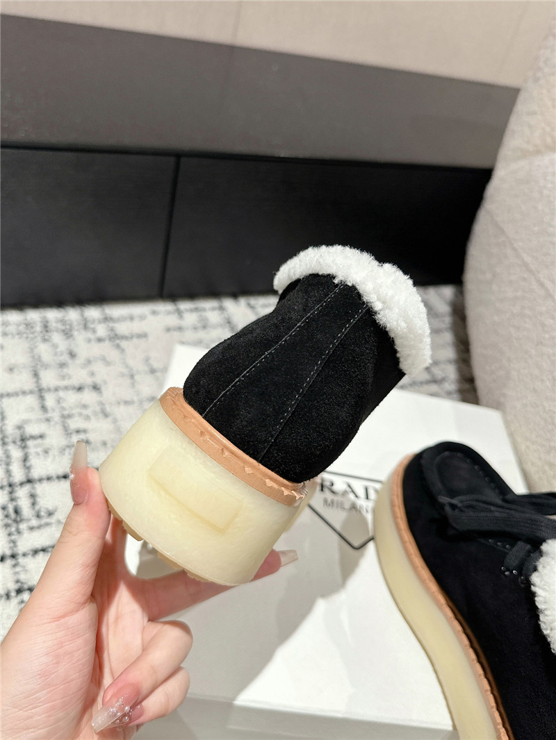 Pra*a suede shearling platform ankle boots