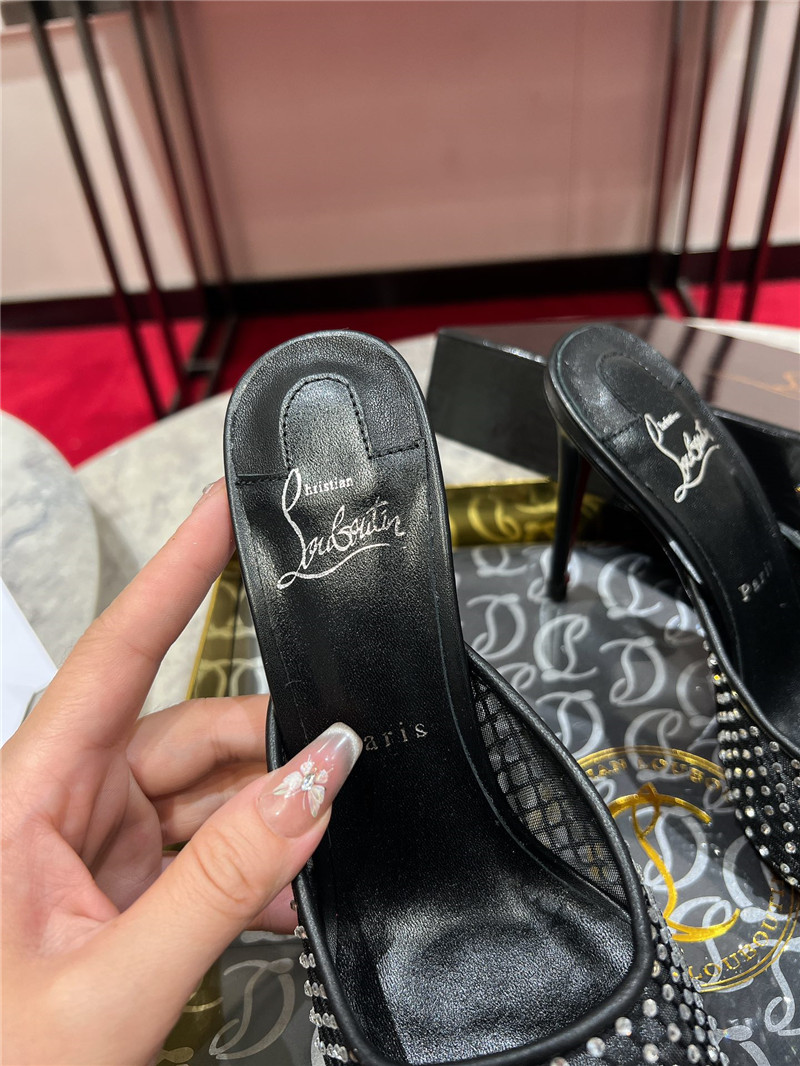 Chr1st1an louboutin black apostropha mule mesh strass