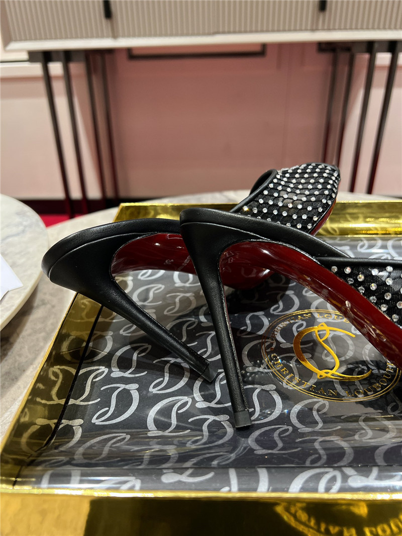 Chr1st1an louboutin black apostropha mule mesh strass