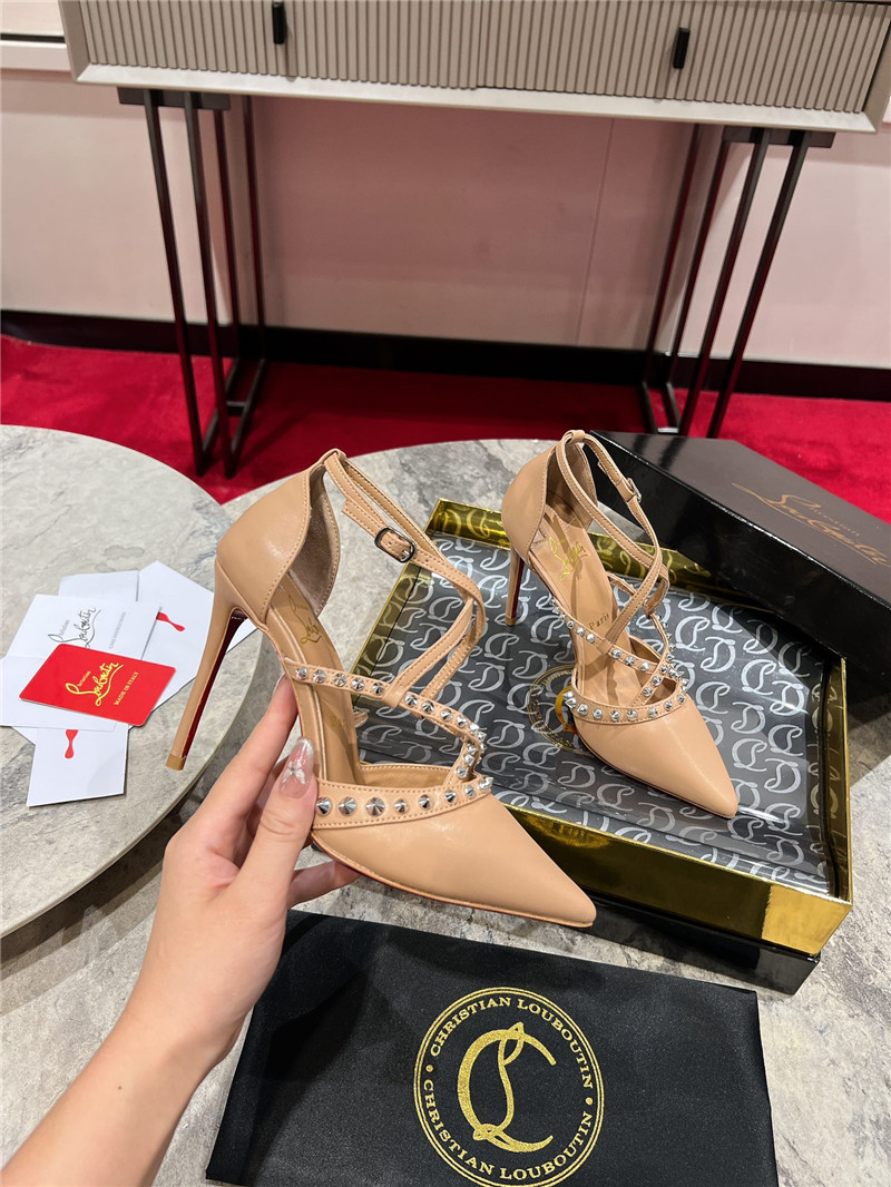 Chr1st1an louboutin tatooshka spikes pump beige