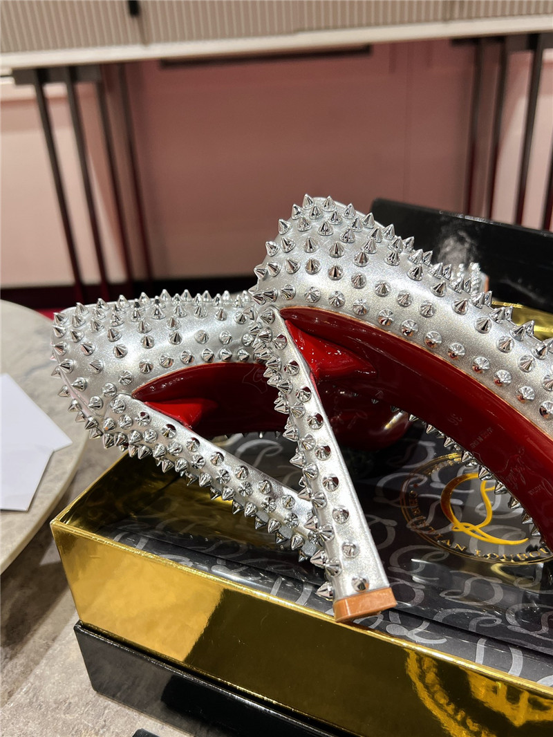 Chr1st1an louboutin spikes 100mm pumps silver