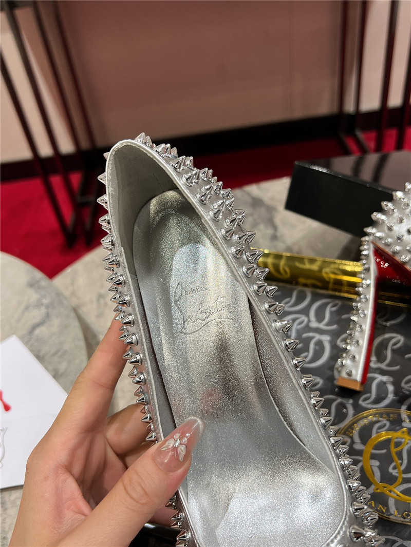 Chr1st1an louboutin spikes 100mm pumps silver