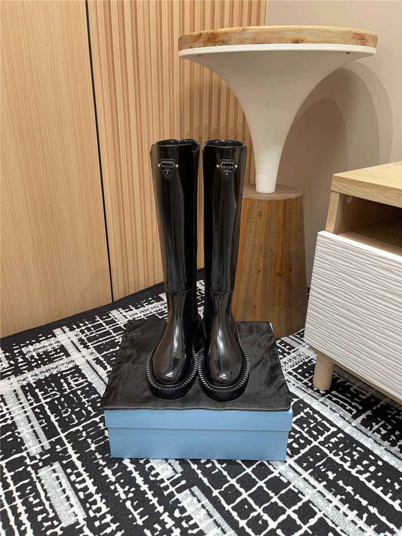 Pra*a patent leather chelsea knee-high boots