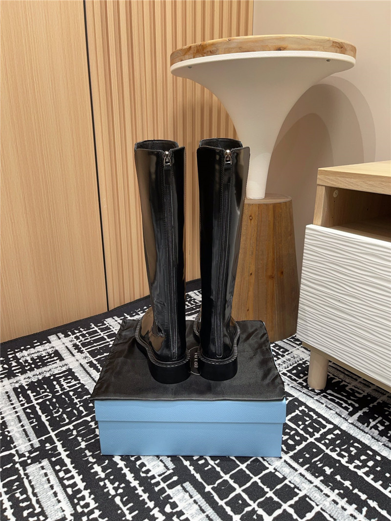 Pra*a patent leather chelsea knee-high boots