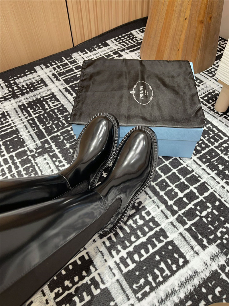 Pra*a patent leather chelsea knee-high boots