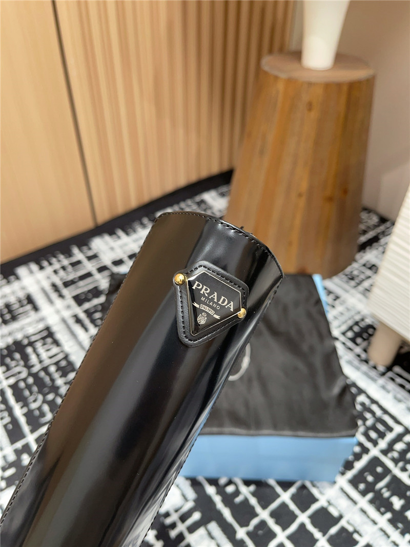 Pra*a patent leather chelsea knee-high boots