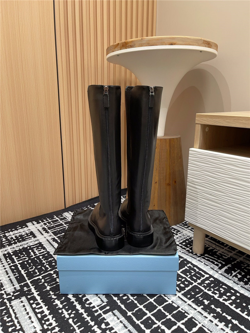 Pra*a logo leather chelsea knee-high boots