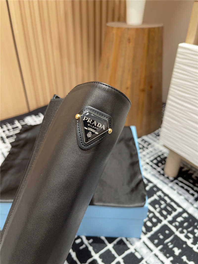 Pra*a logo leather chelsea knee-high boots