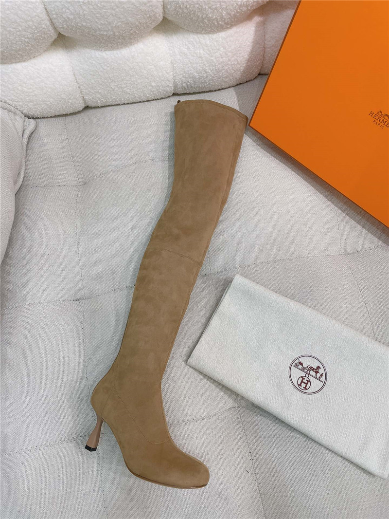 H**me5 brown suede over-the-knee boots