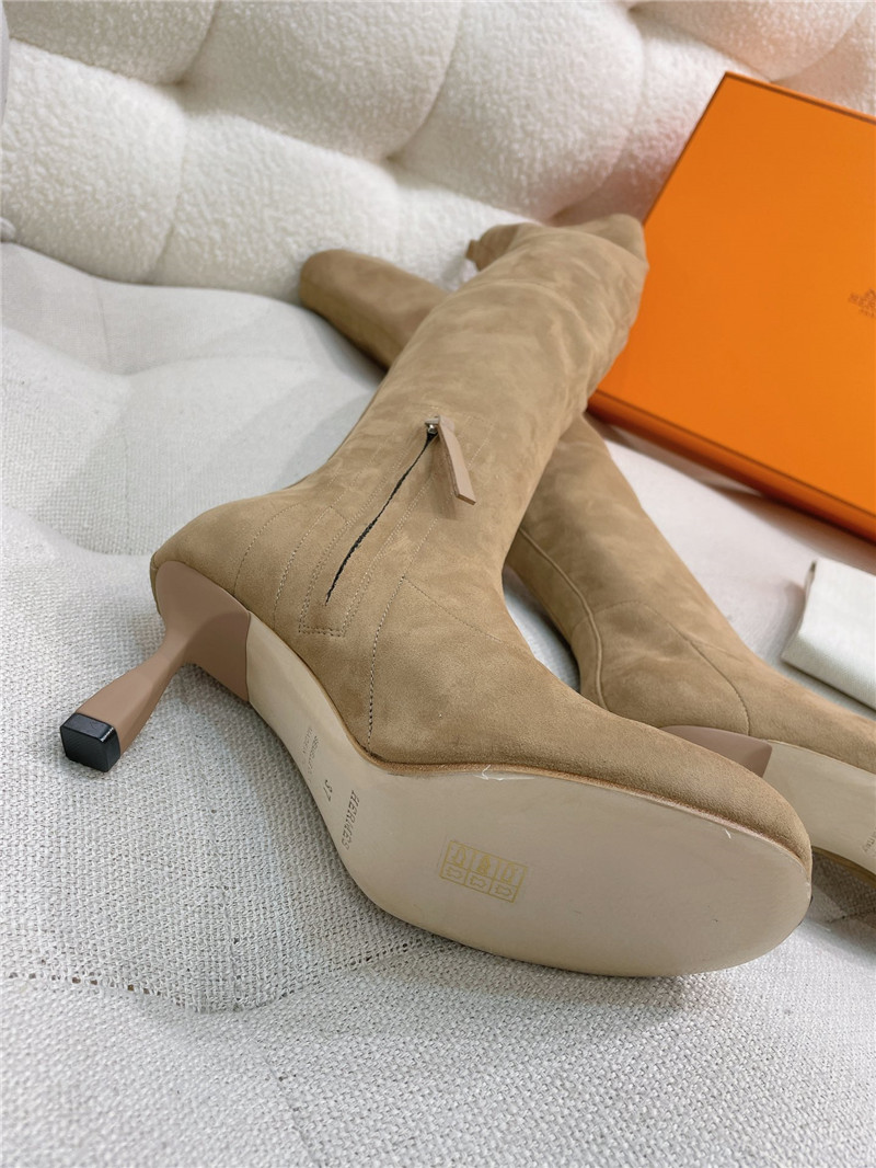 H**me5 brown suede over-the-knee boots