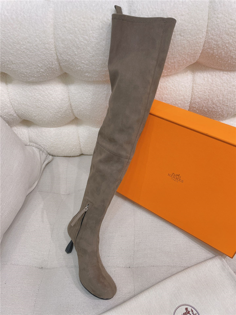 H**me5 women’s beige suede over-the-knee boots