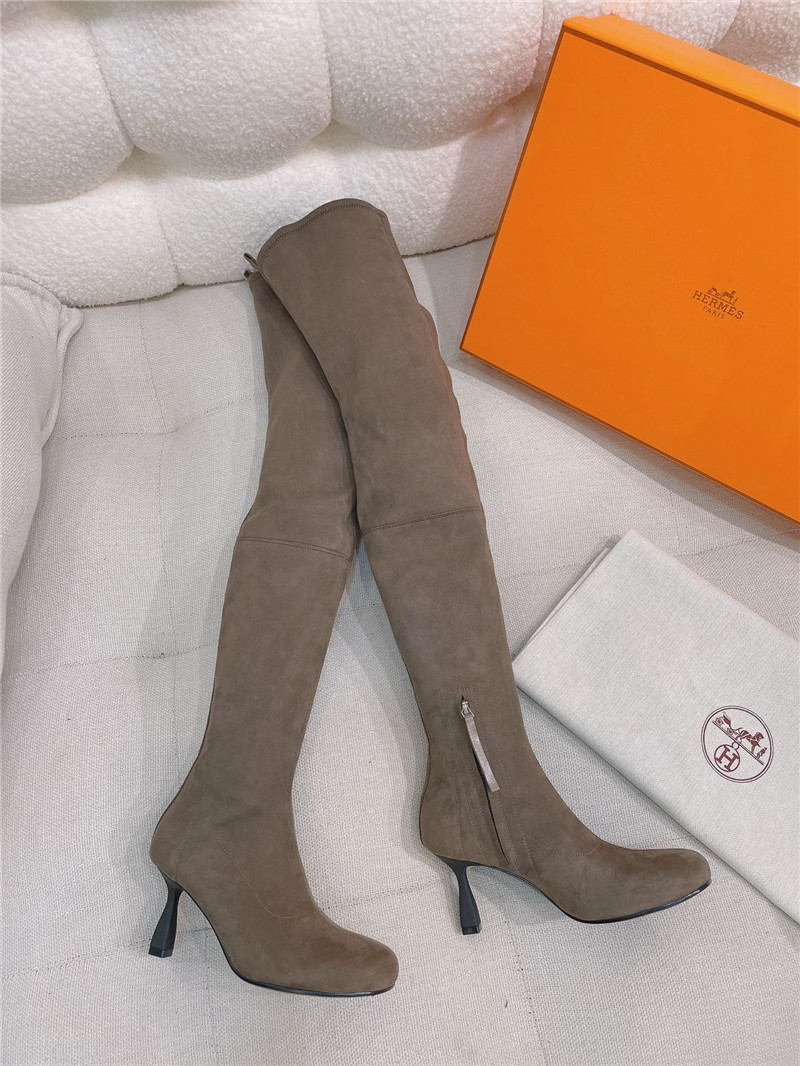 H**me5 women’s beige suede over-the-knee boots